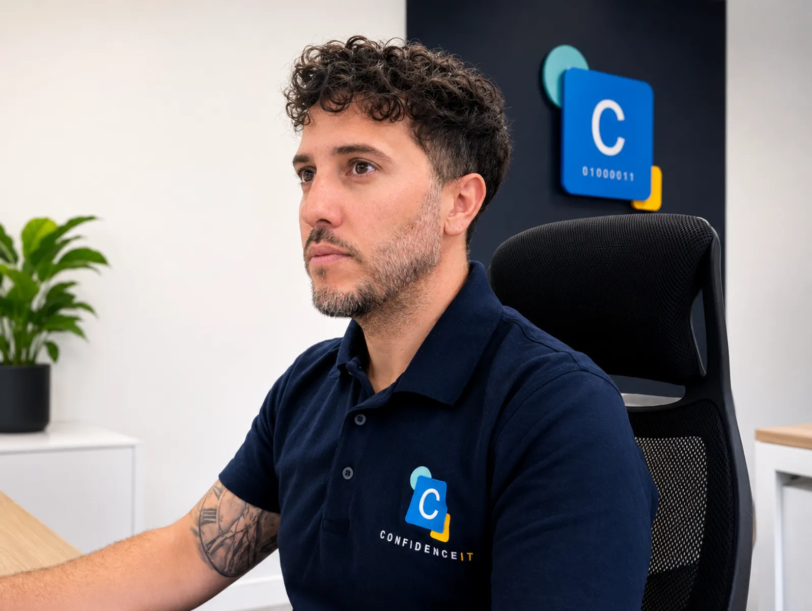 A friendly Confidence IT team member smiling in conversation